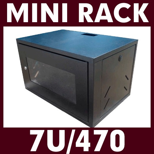 Mini Rack Parede Preto Padrão 19 7u X 470mm Utp C/2 Bandejas