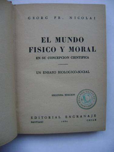 El Mundo Físico Y Moral En Su Concepción Científica /nicolai