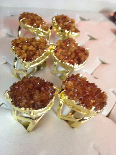 Anillo, Druza Citrino, Cuarzo, Joyas
