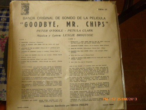 Vinilo Lp De La Pelicula Goodbye Mr Chips(xx560 (Usado)