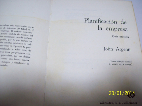 Libro:planificacion De La Empresa (jonh Argentri)