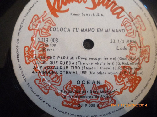 Vinilo Lp De Ocean -- Coloca Tu Mano En La Mia (u770