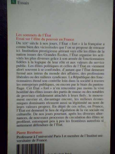 Sommets De L'etat. Essai Sur L'elite Pouvoir France Birnbaum
