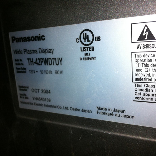 Panasonic Th-42pwd7uy Y Th-37pwd7uy Refaccion Fuente Poder