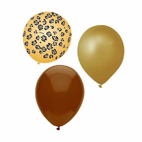 Kit De Balões Para Decorar Festa Onça Dourada E Marrom 150u.