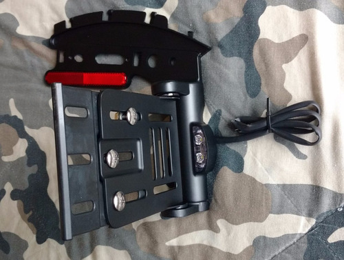 Portaplacas Lateral Abatible Negro Para Harley Davidson