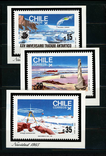 Sellos De Chille. 25º Aniversario Del Tratado Antártico.