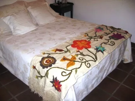 Pie de cama tejido en telar - Telar de varillas - Pie de cama