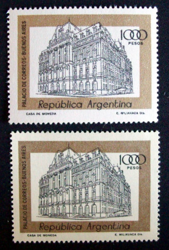 Argentina, Gj 1795 + 95 A Correo 1000p Fluor Fosf Mint L2706