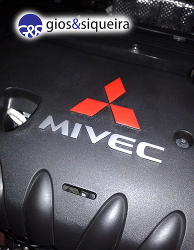 Adesivo Mivec Capa Motor Lancer Mitsubishi Vermelho E Prata