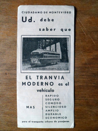 Asociacion Uruguaya Amigos Riel Antiguo Folleto Tranvia 1960