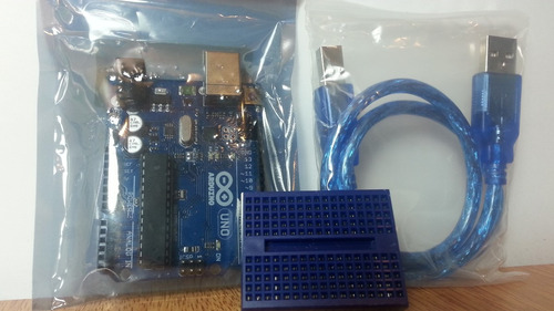 Arduino Uno R3 + Cable Usb + Protoboard + 10 Cables Macho ,m