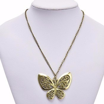 Colar Vintage Borboleta Bronze Chique