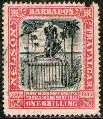 Barbados Sello Usado Lord Nelson 100 Años De Su Muerte 1905 