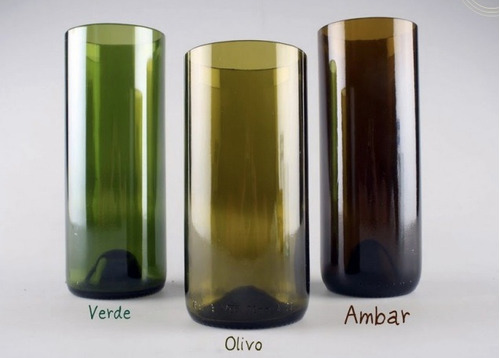 Imagen 1 de 3 de Paquete 4vasos De Botella De Vidrio Ecológicos Y Reciclados