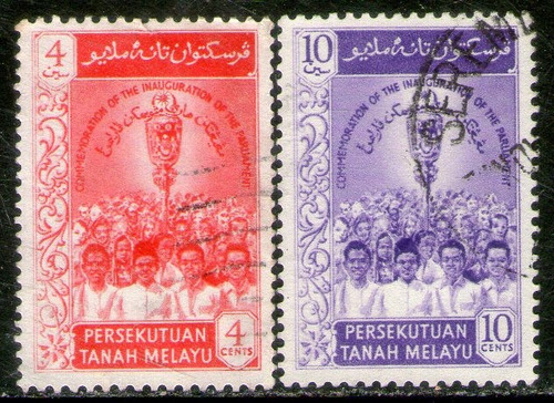 Malasia Serie X 2 Sellos Usados Inauguración Parlamento 1959