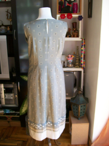 Vestido Largo Sin Mangas Gasa Tonos Verde Cemento - Talle M