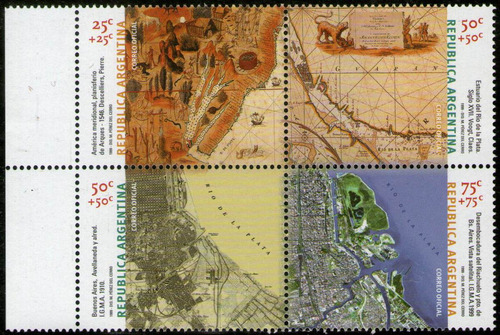 Argentina Serie X 4 Sellos Mint Filatelia = Cartografía 1999