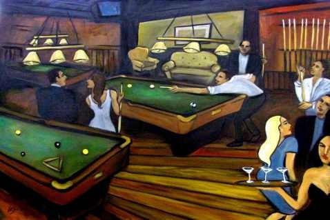 Sala De Mesas De Juego De Pool - Lámina 45 X 30 Cm.