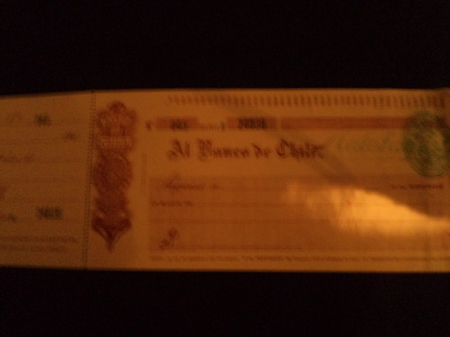 Antiguo Cheque Del Banco De Chile De 1910