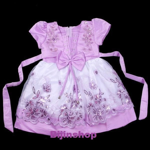Imagem 2 de 5 de Vestido Infantil Festa Menina Bordado Paetês Branco