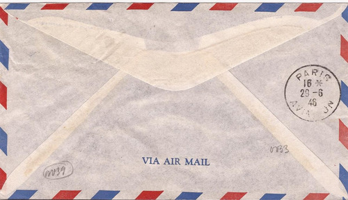 Envelope 1º Vôo Air France New York Paris 1946 Carimbo Espec