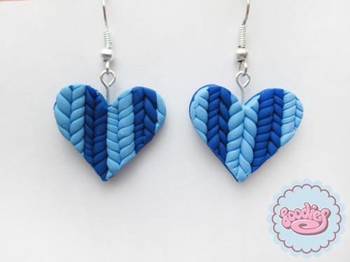 Aretes Con Forma De Corazón, Efecto Tejido