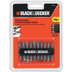 Negro & Decker 71-081 Doble Punta Atornillar Bit Set 10 Piez