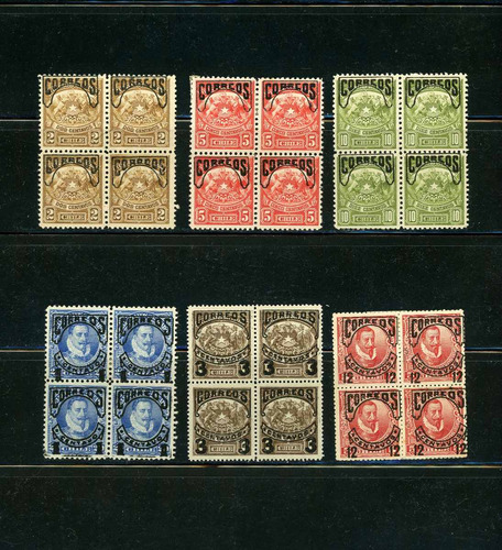 Sellos Postales De Chile. Sellos De Telégrafos Sobrecargados