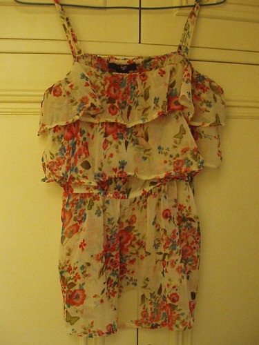 Remera Zara Volados Y Breteles Ajustables Ts 100% Poliester