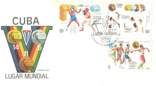 Sc6-cuba 3 Fdc Deportes Victorias Olímpicas Barcelona 92-