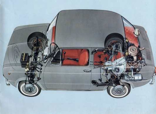 Lámina 45 X 30 Cm. - El Fiat 850 Por Dentro - Autos Clásicos