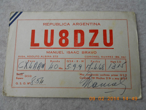 Postal Y Sello Postal Radio Aficionado Cnel. Suarez 1968