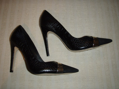 Zapatos Gacel De Cuero Pitón Nº37.negros.