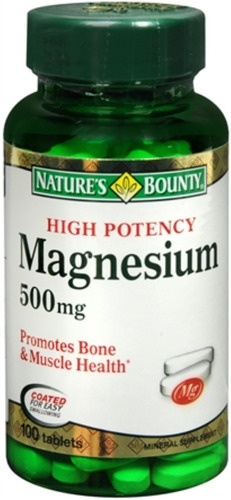 Magnesio 500mg 100 Tabletas (4 Frascos) Nature's Bounty