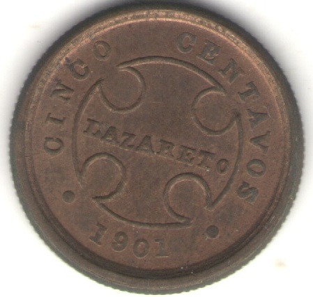 Colombia Lazareto 5 Centavos 1901 Exc+