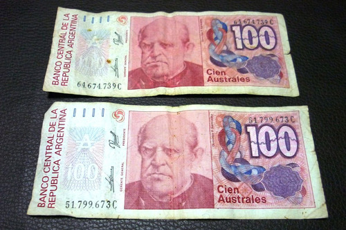 Billetes Argentinos 100 Australes Serie C X 2