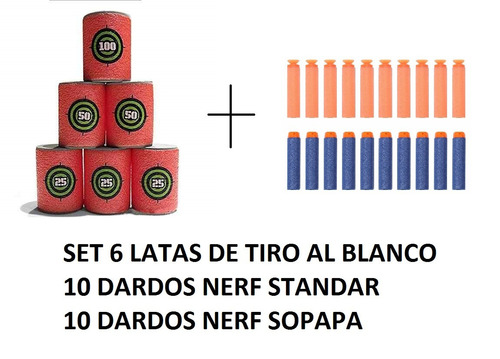 Nerf Super Kit 10 Dardos+10sopapa+latas Envio A Todo El País
