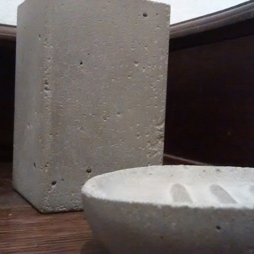 Imagen 3 de 6 de 20%off!!! Jabonera Set Baño Porta Cepillos Concreto Cemento