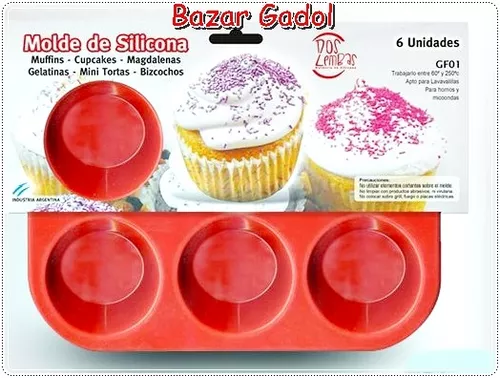 Molde Silicona Muffins Capcakes X 6 Apto Horno Y Microondas