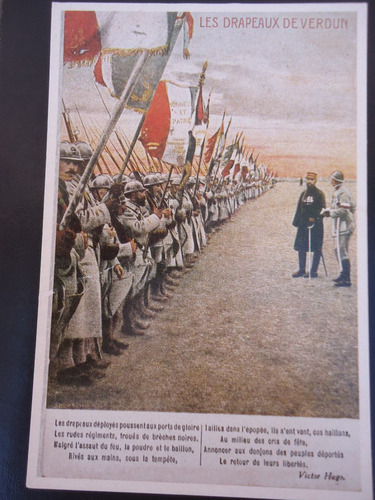 Reproduccion De Antigua Postal Banderas De Verdun Imp.españa