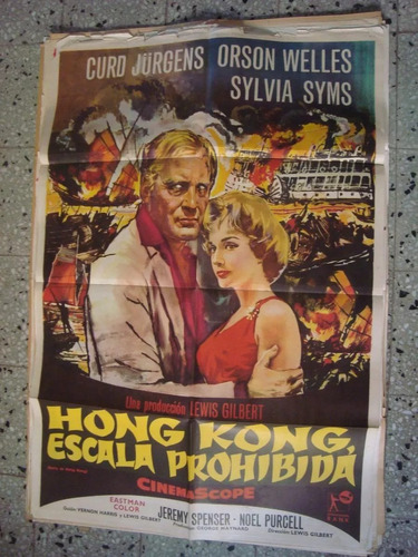 Afiche Cine Orig Hong Kong Escala Prohibida Orson Welles