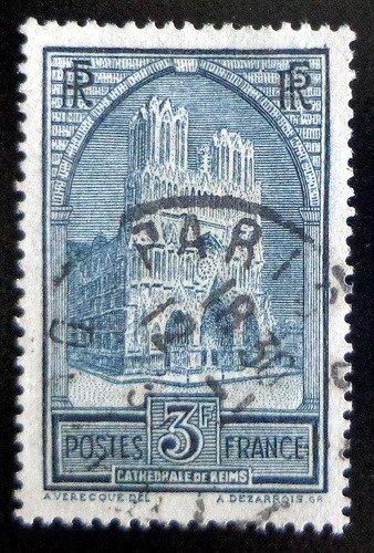 Francia, Sello Yv. 259 Catedral Reims 3fr T3 Usado L8021