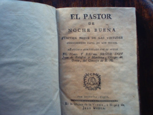 Palafox. El Pastor D Noche Buena.s.xvii/xviii. Libro Único.