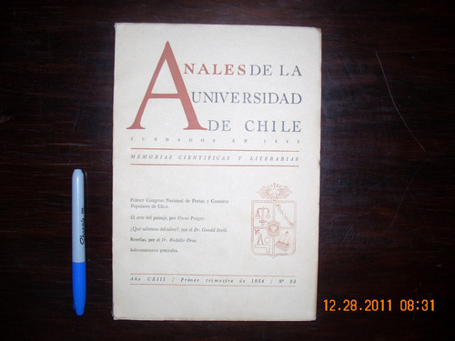 Poetas Y Cantores Populares Chile. Anales 1954.