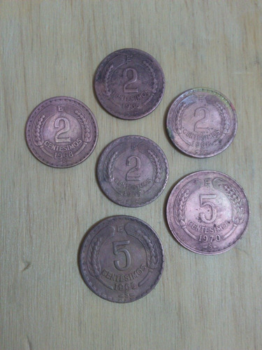 Monedas Chilenas Antiguas, 2 Centésimos, 5 Centésimos