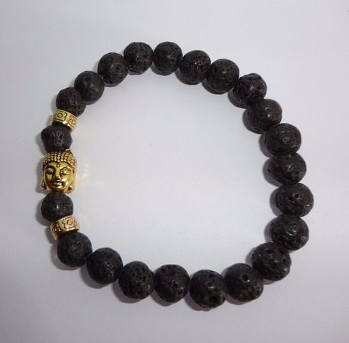 Pulsera Unisex Buda Piedra Lava Volcánica (dos Separadores)