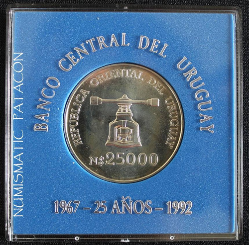 Moneda Plata Uruguay - 25 Años Banco Central - Sin Circular
