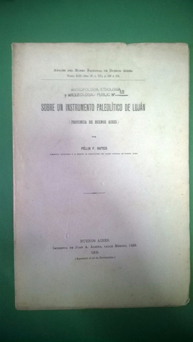 Sobre Un Instrumento Paleolítico De Luján - Outes