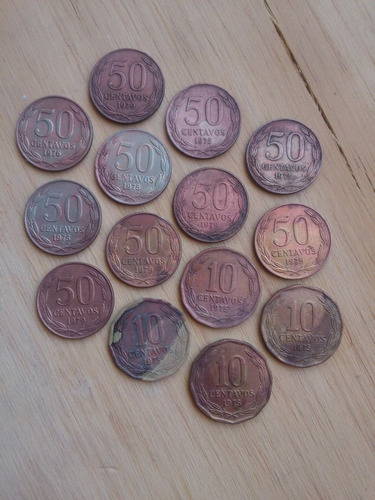Monedas Chilenas Antiguas, 10 & 50 Centavos - 12 Unidades